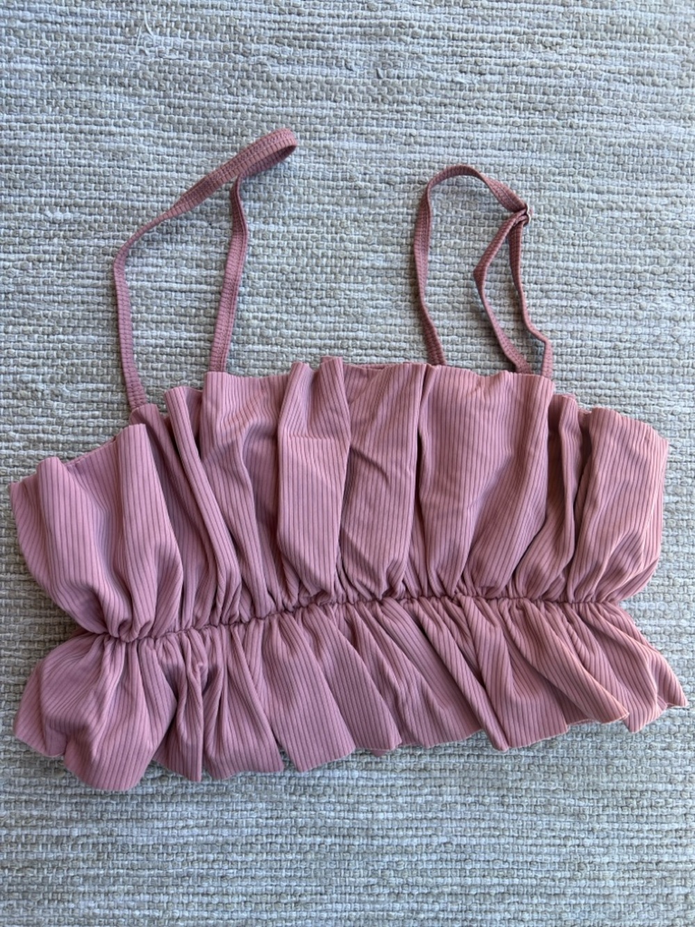 Kortni Jeane Ribbed Soft Blush Dusty Rose Ruffle Top size small